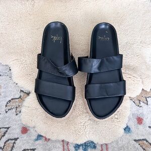 beek Ebony Leather Slide Sandals